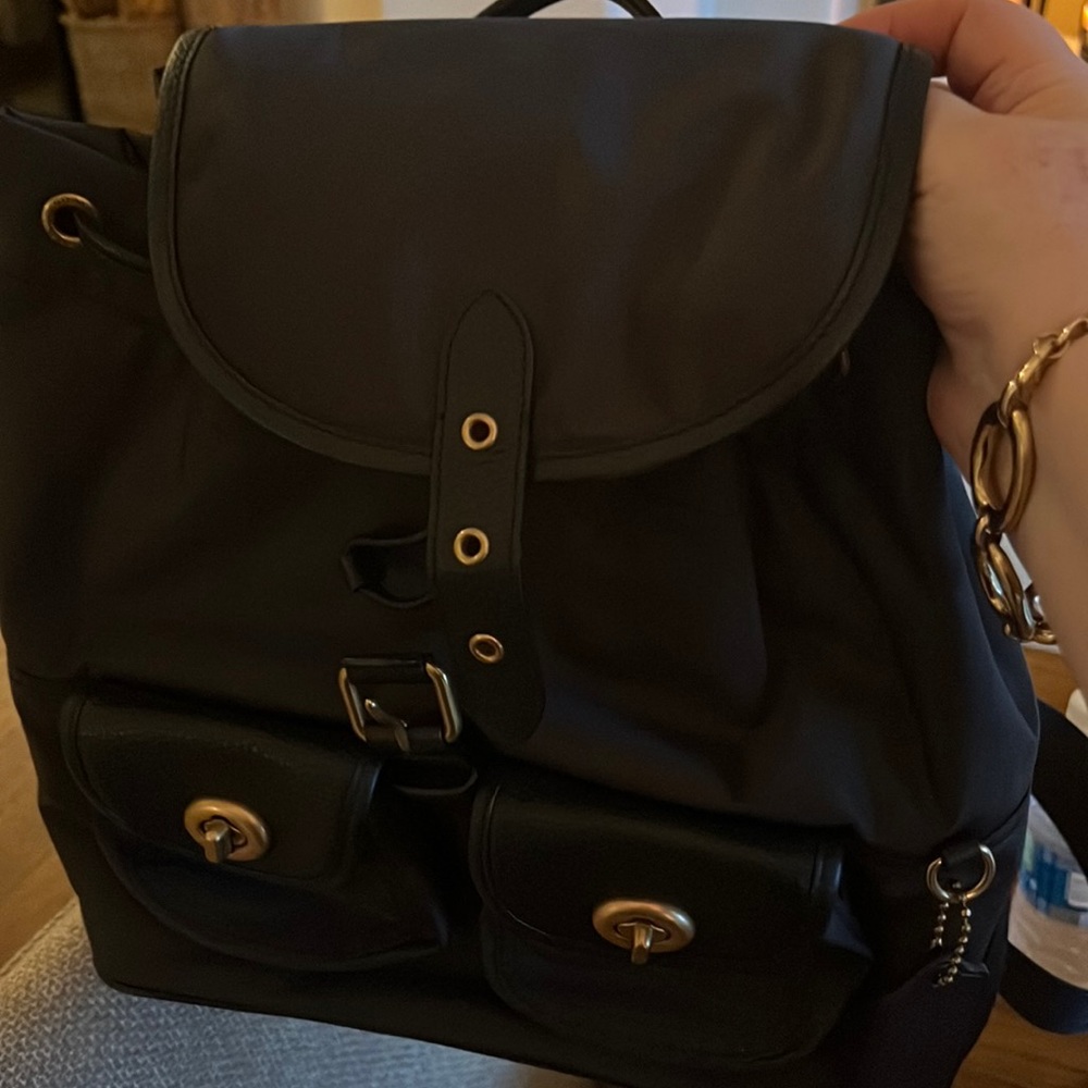 NEW COACH  black nylon back pack
